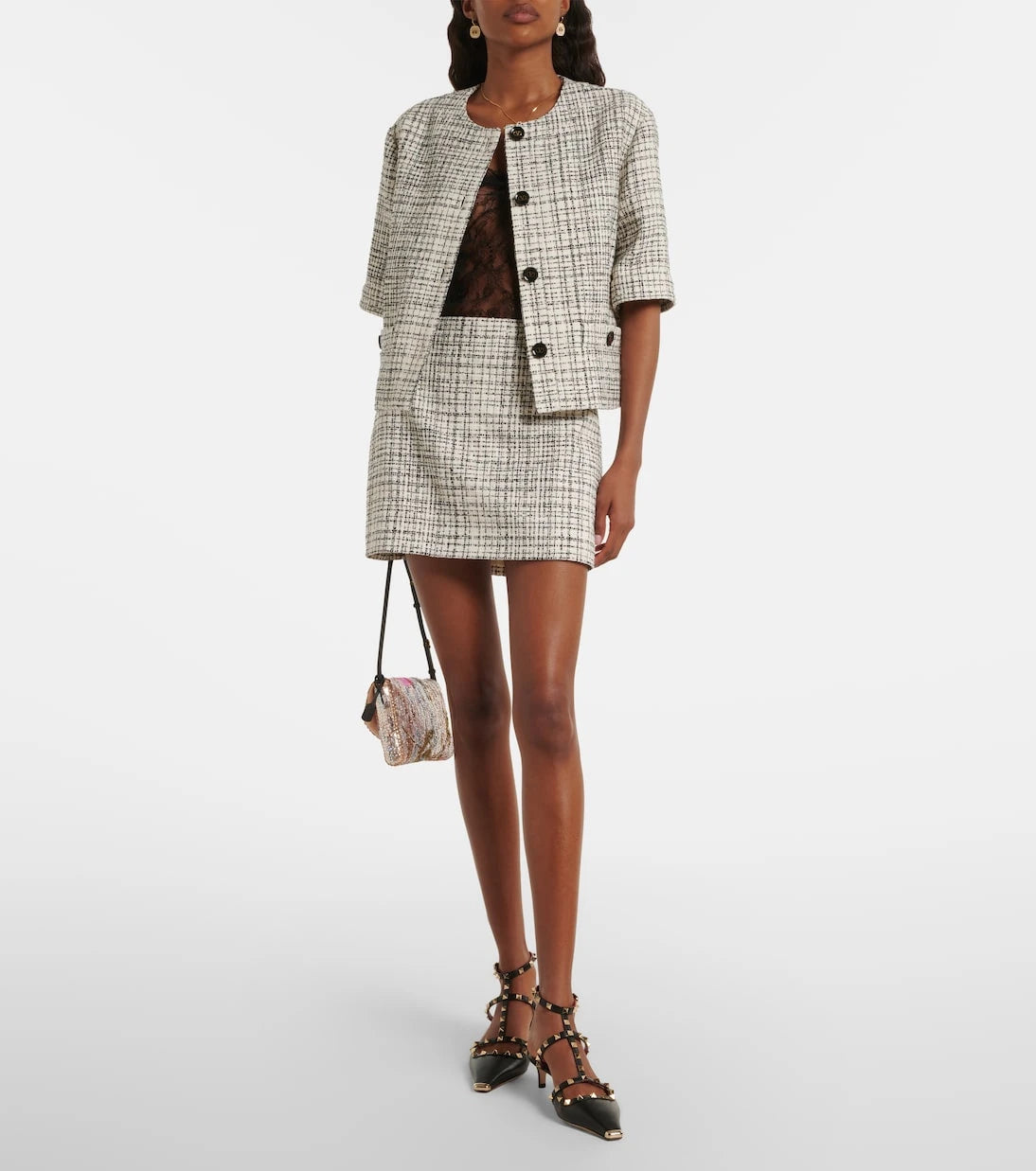 Valentino - Cotton-blend tweed miniskirt