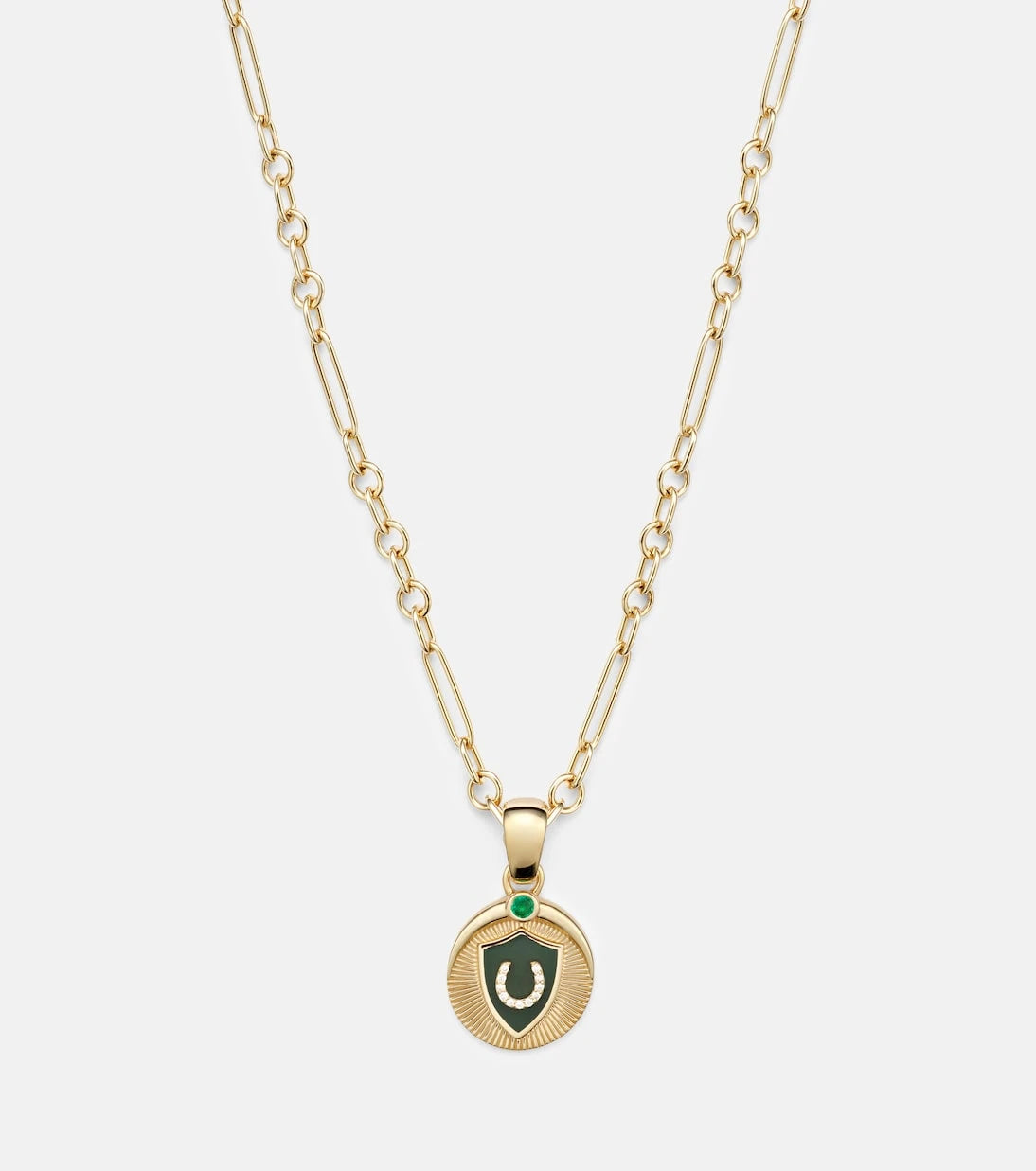 FoundRae - 18kt gold necklace with emerald and diamonds