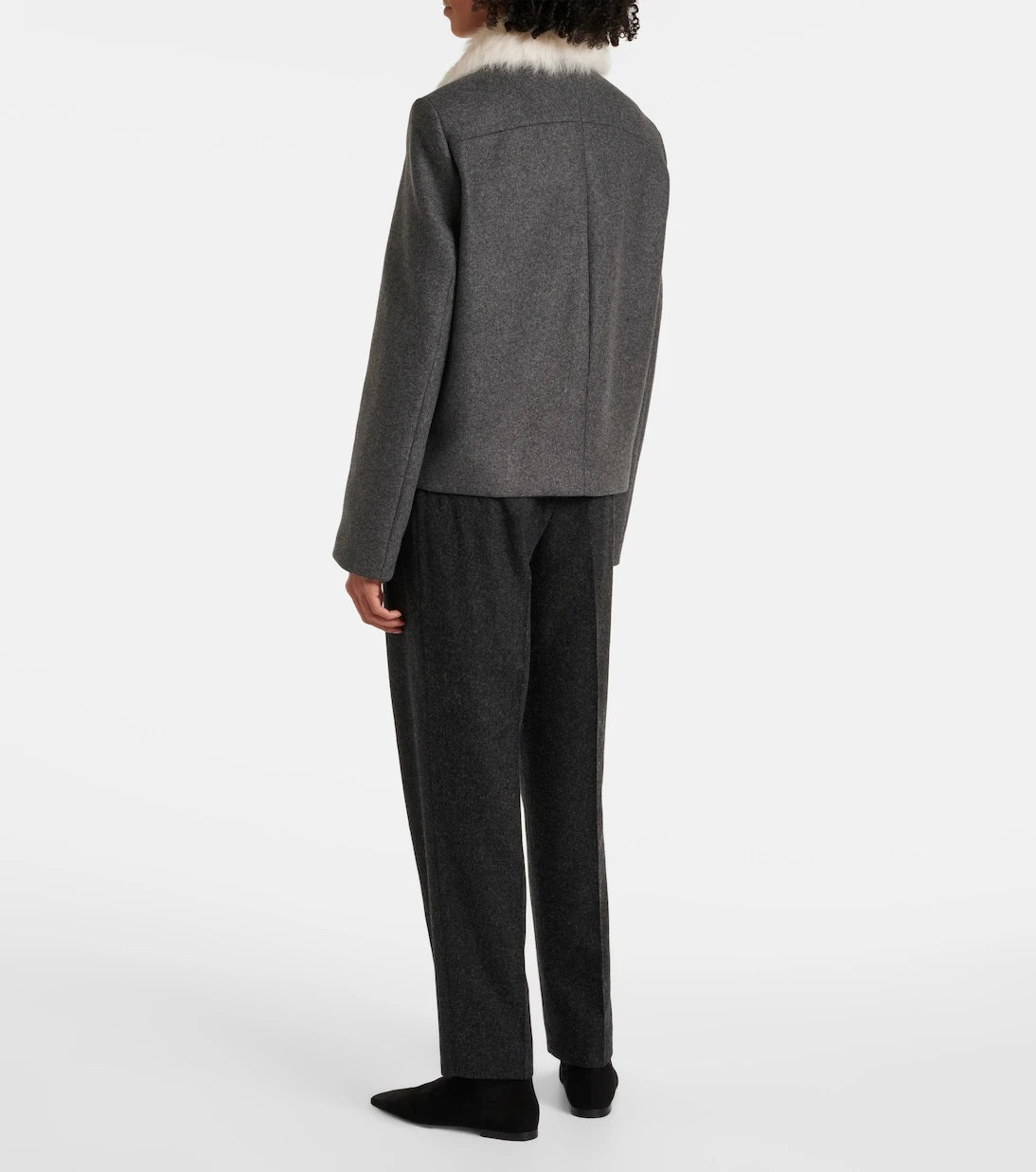 Toteme - Shearling-trimmed wool-blend jacket