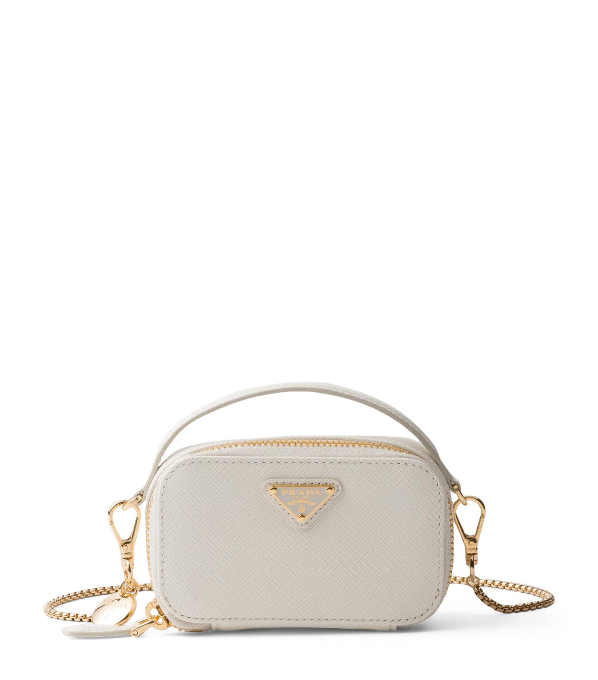 Prada White Saffiano Leather Mini Pouch