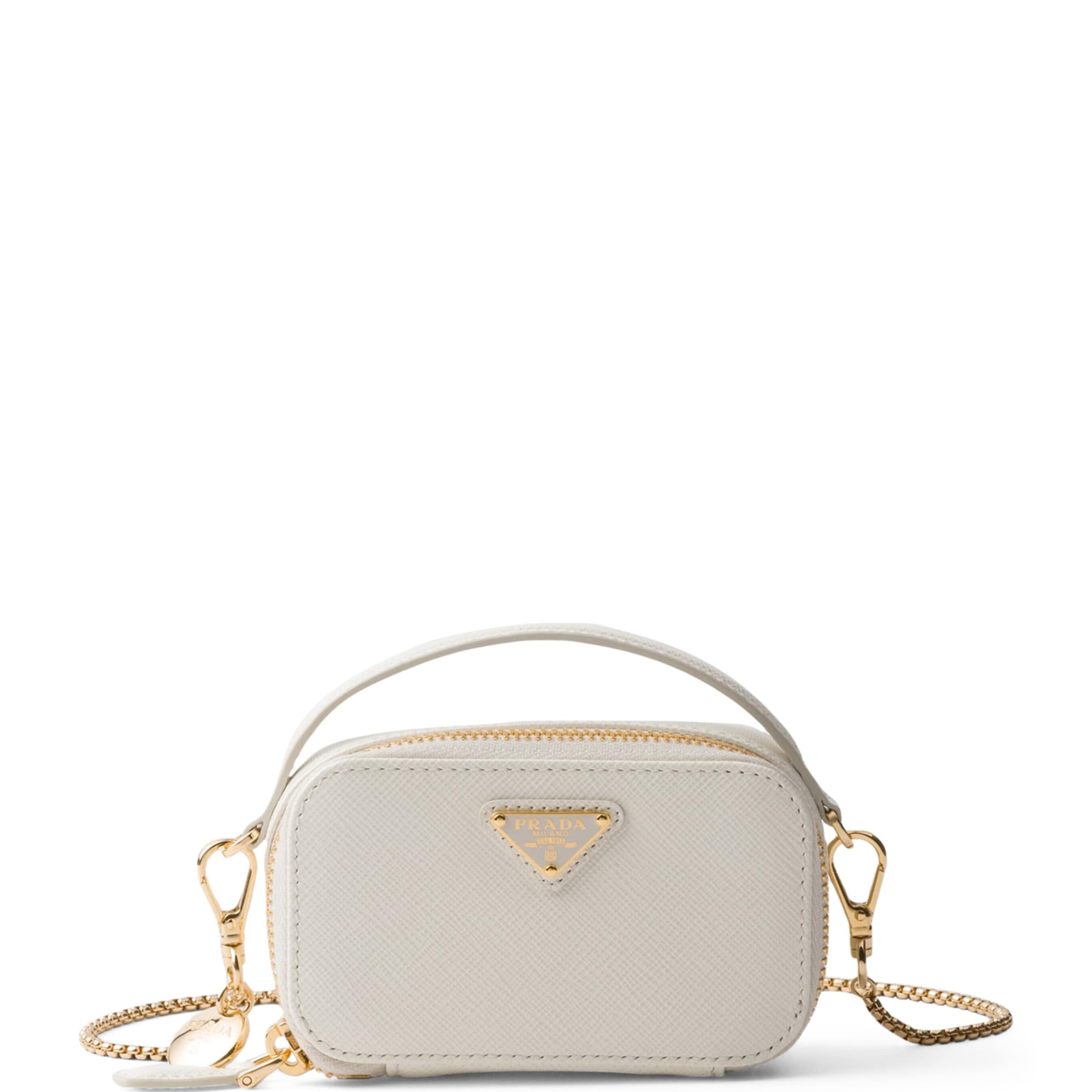 White Saffiano Leather Mini Pouch