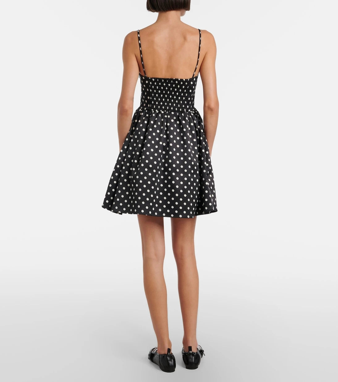 Ganni - Bow-detail polka-dot satin minidress