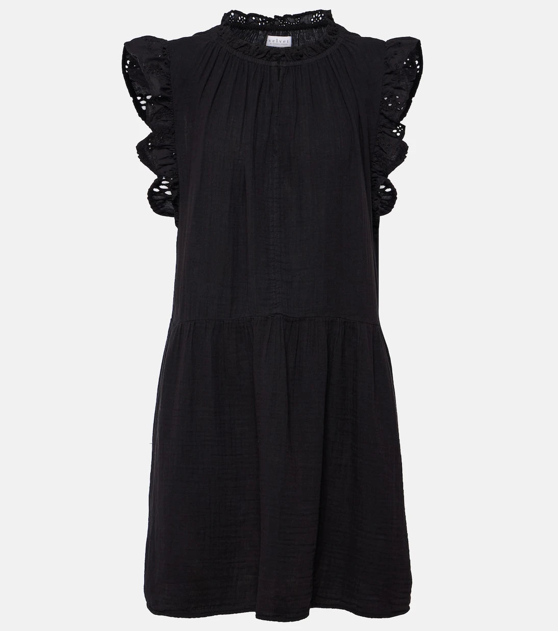 Velvet - Grace lace-trimmed cotton minidress
