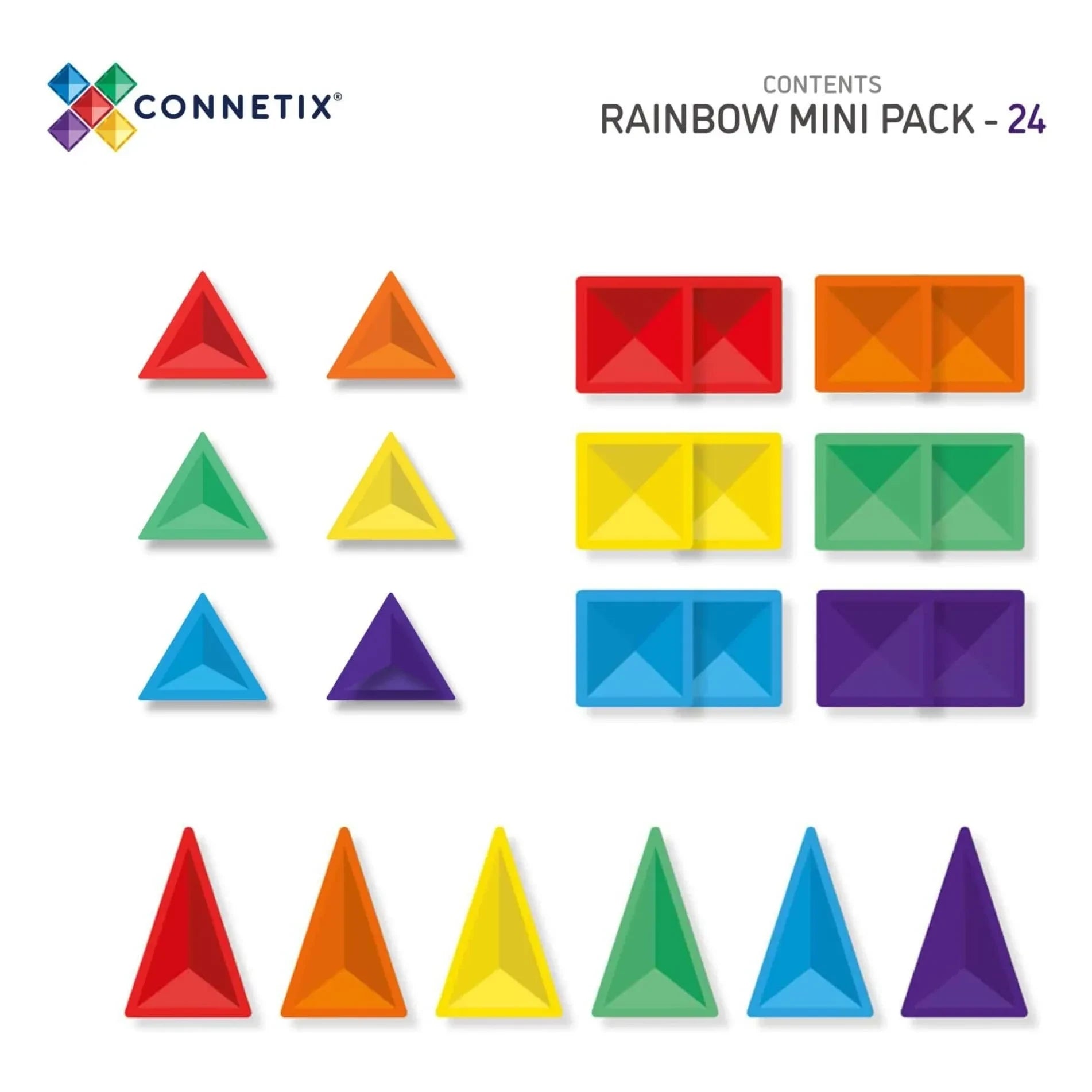 Connetix - Mini pack - 24 pieces | Rainbow