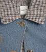 Sandro Paris Blue Denim Check-Trim Jacket