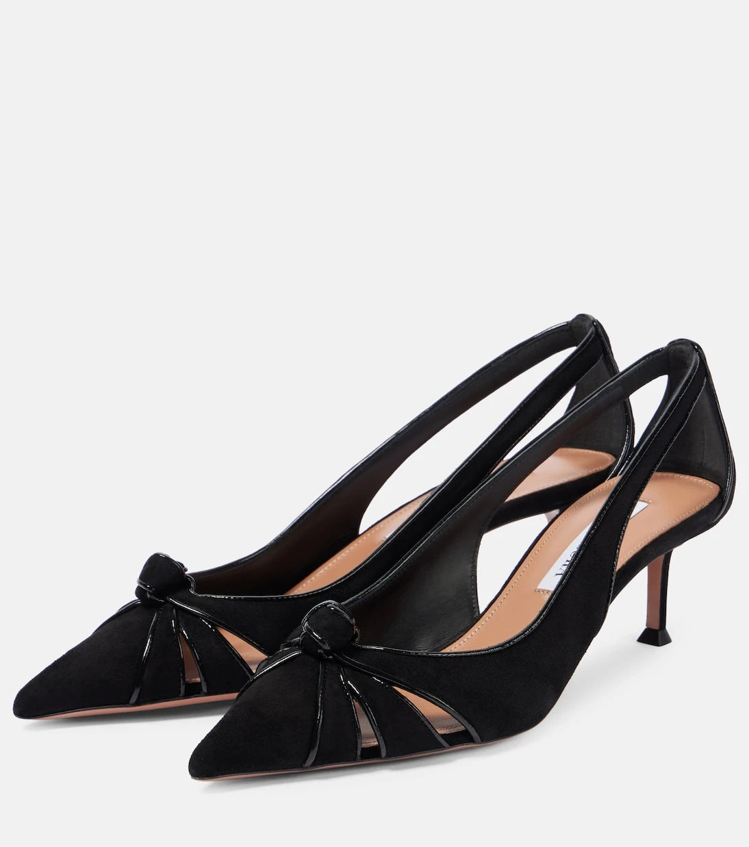 Aquazzura - Premiere 50 leather-trimmed suede pumps