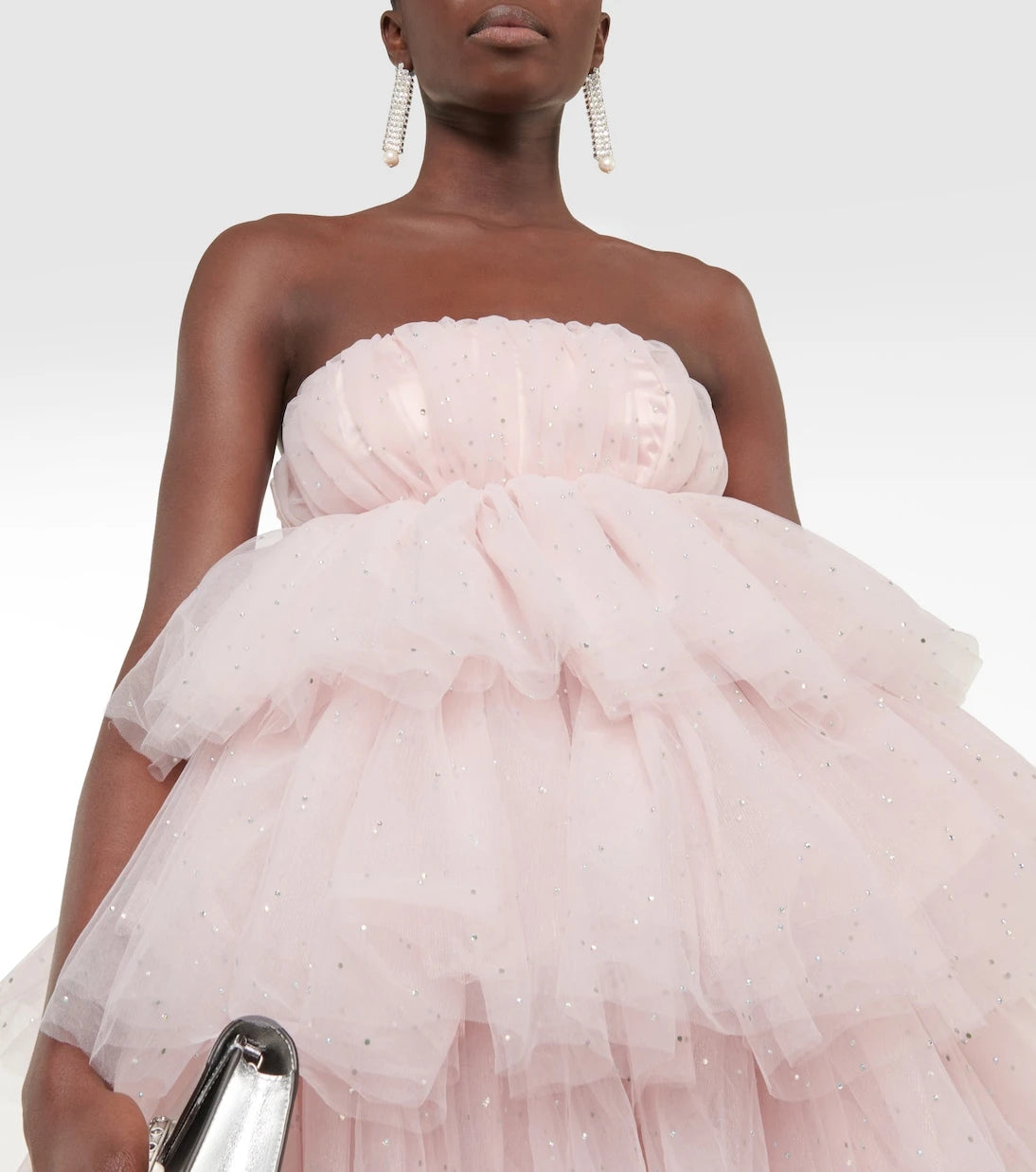 Rotate - Embellished strapless tulle minidress