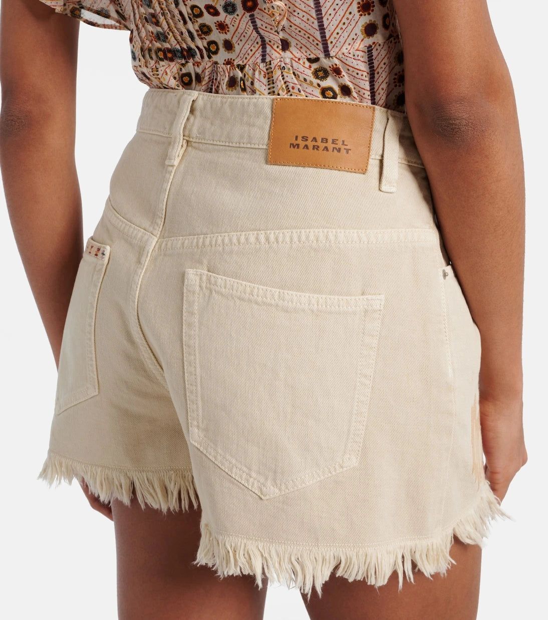 Marant Etoile - Lesia embroidered frayed denim shorts