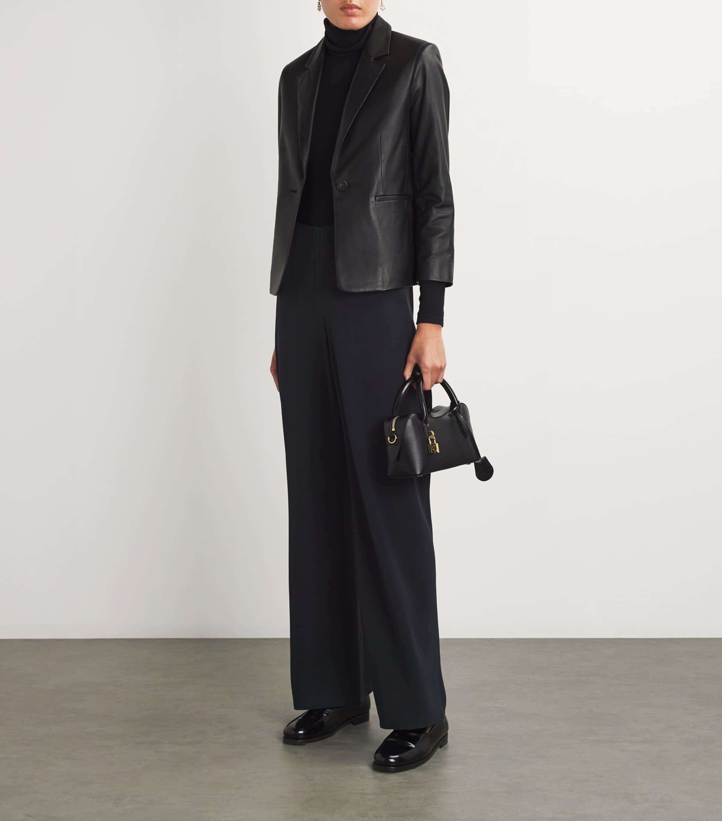 Vince Navy Crepe High-Waist Trousers