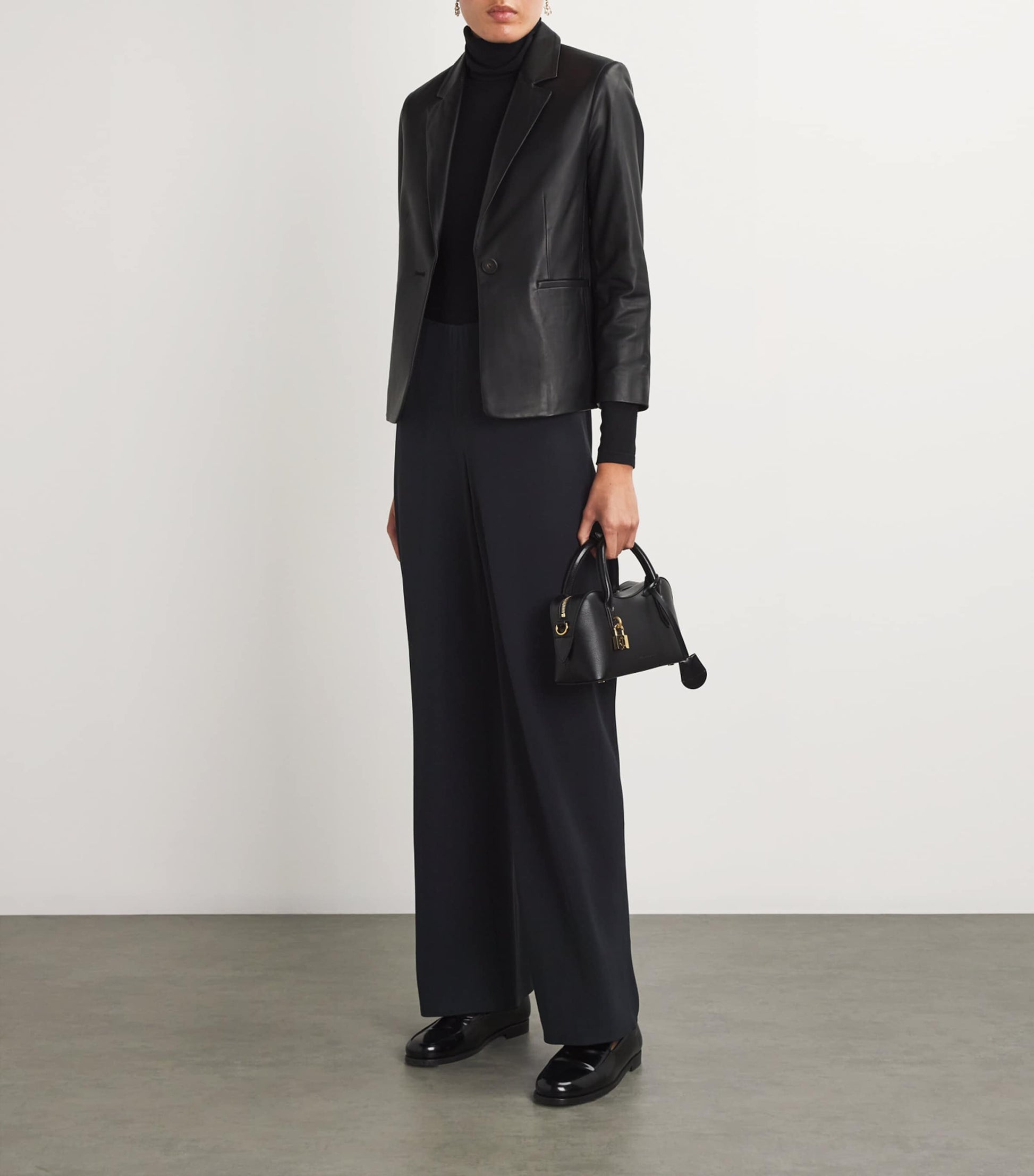 Vince Navy Crepe High-Waist Trousers