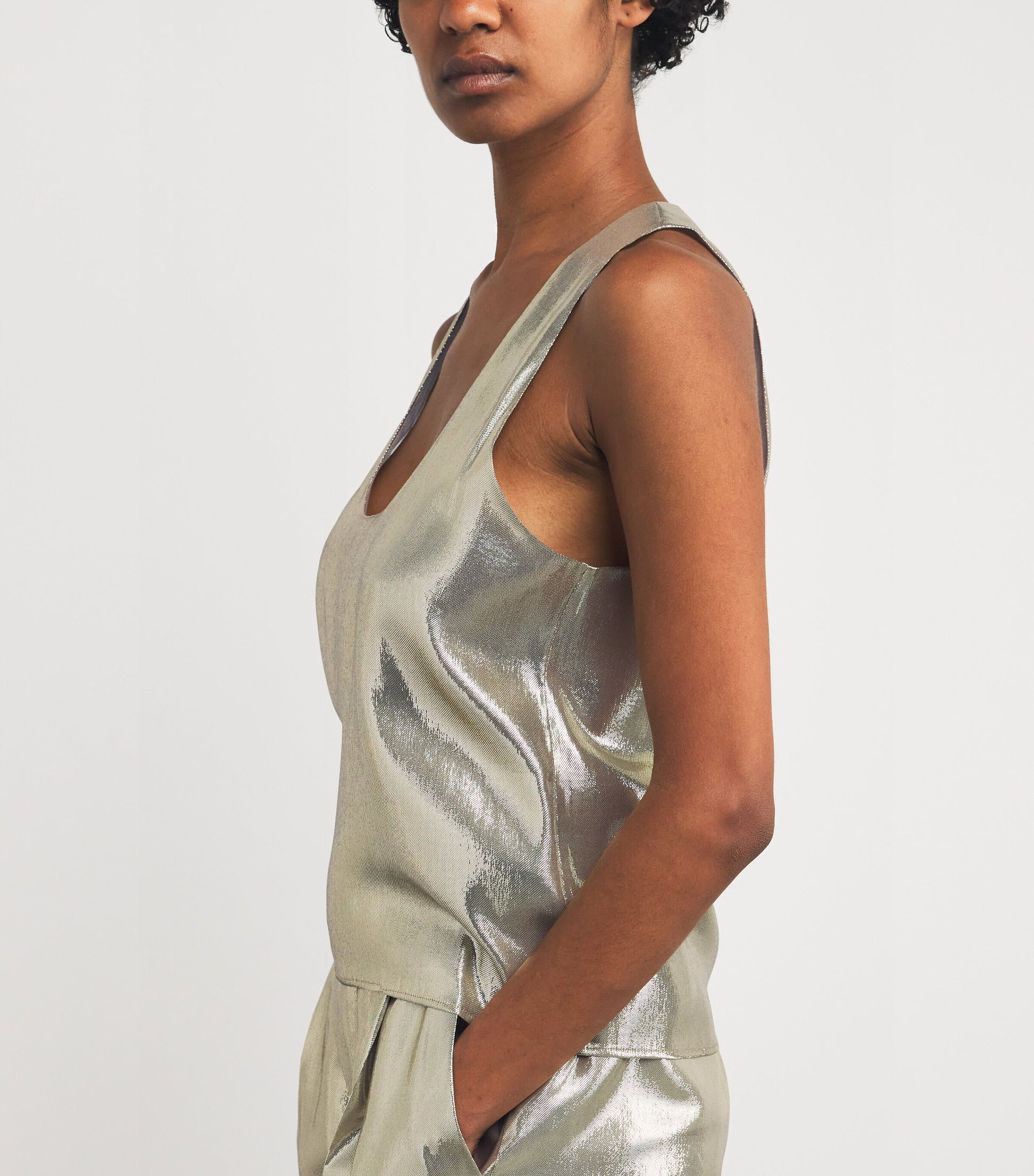 SASUPHI Gold Silk-Blend Tank Top