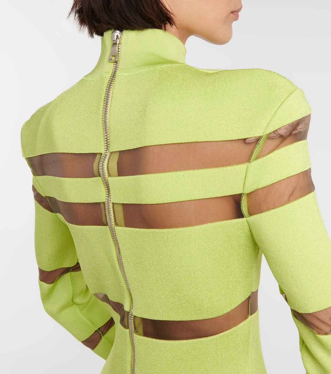 Balmain - Turtleneck mesh-paneled minidress