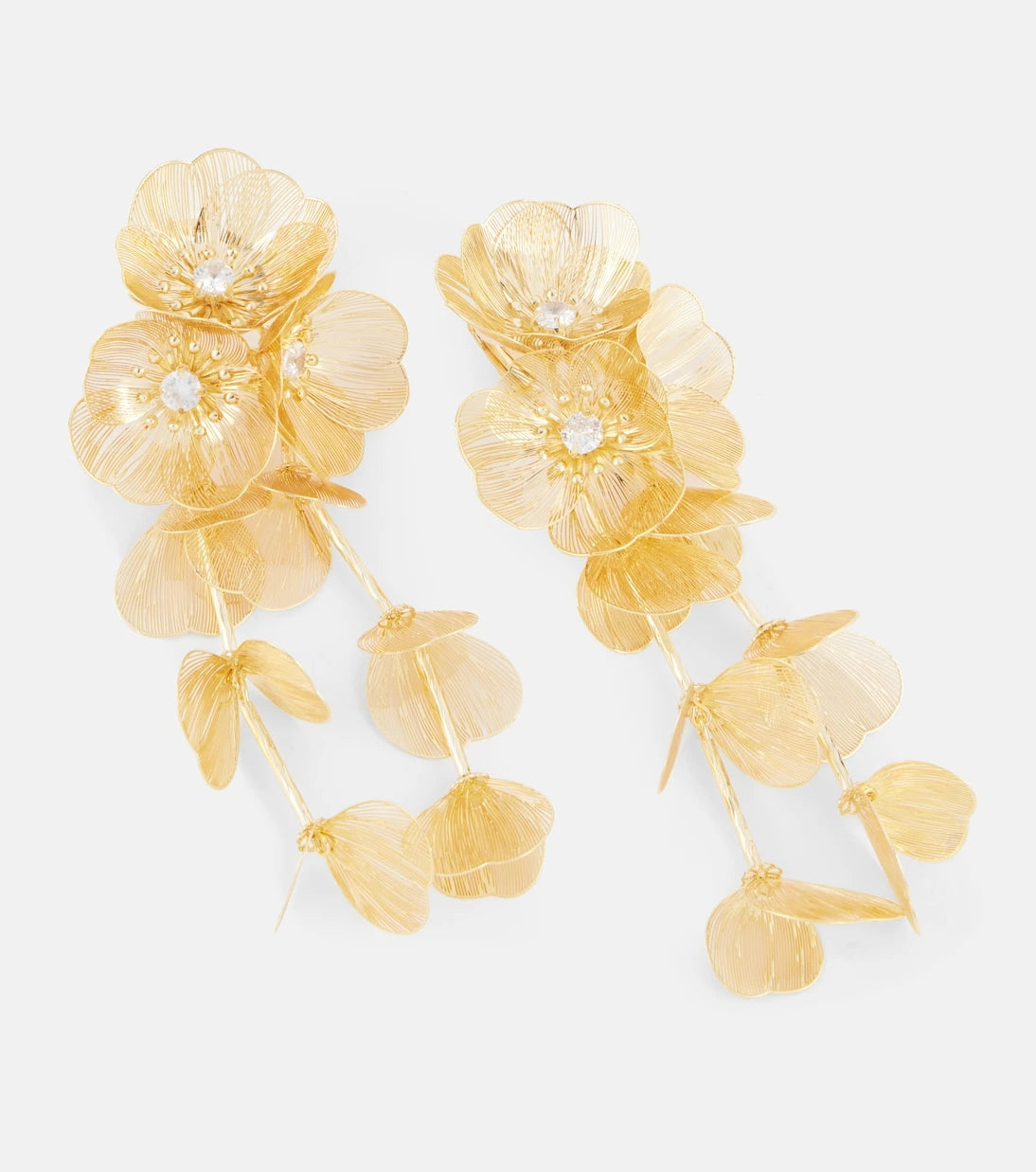Self-Portrait - Embellished gold-plated clip-on earrings