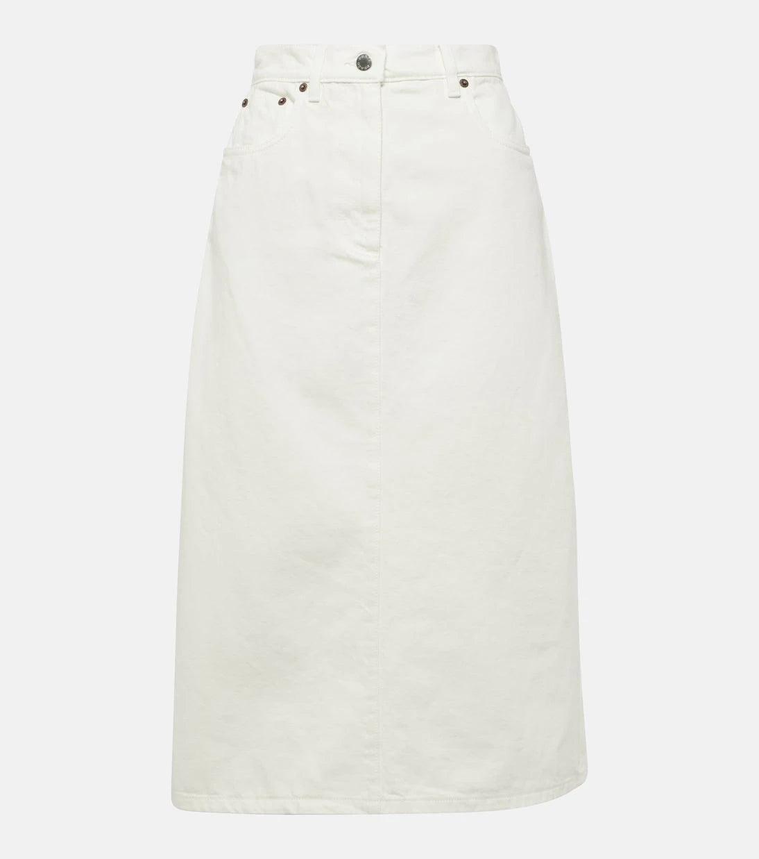 Prada - High-rise denim midi skirt