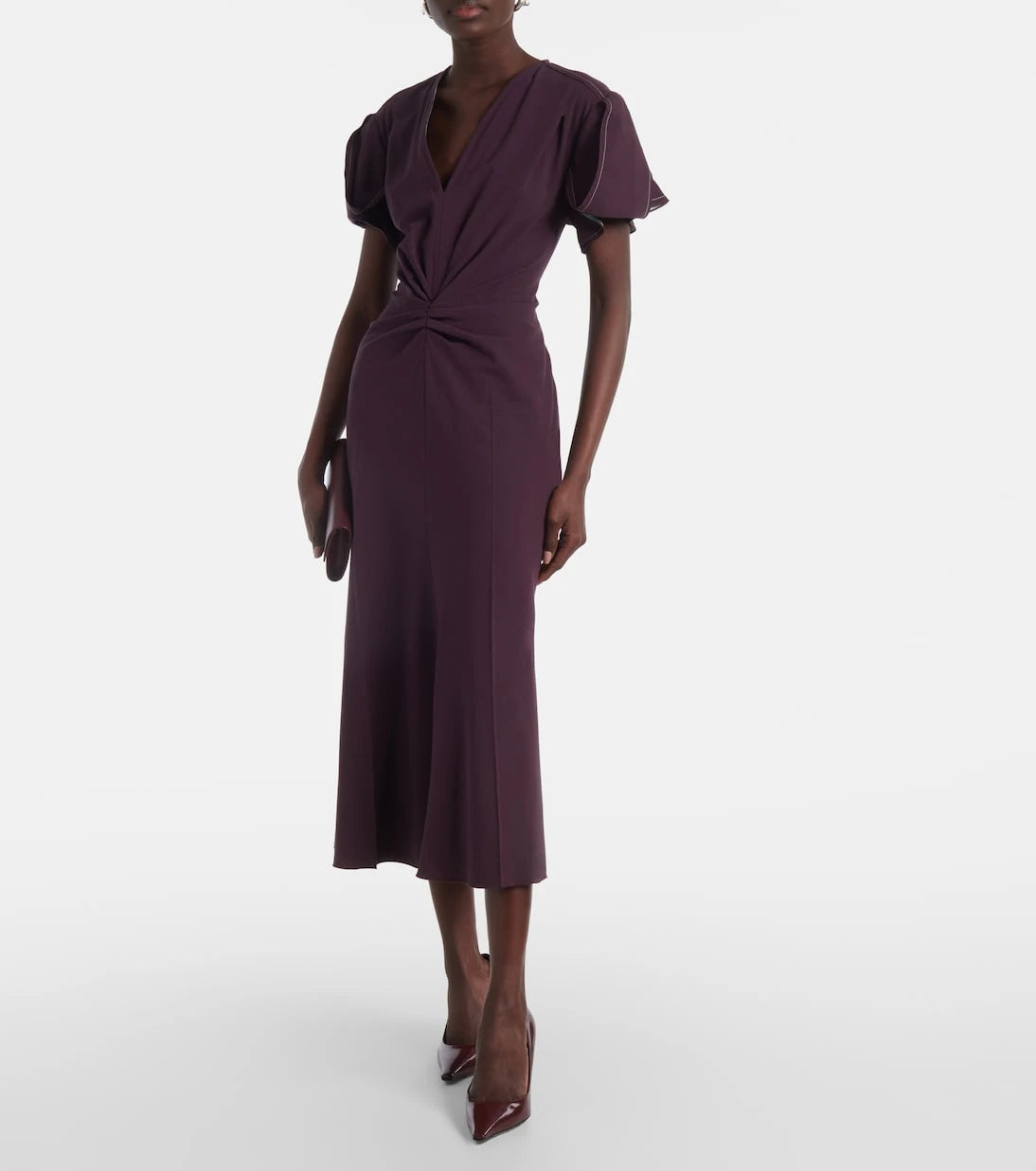 Victoria Beckham - Gathered wool-blend midi dress