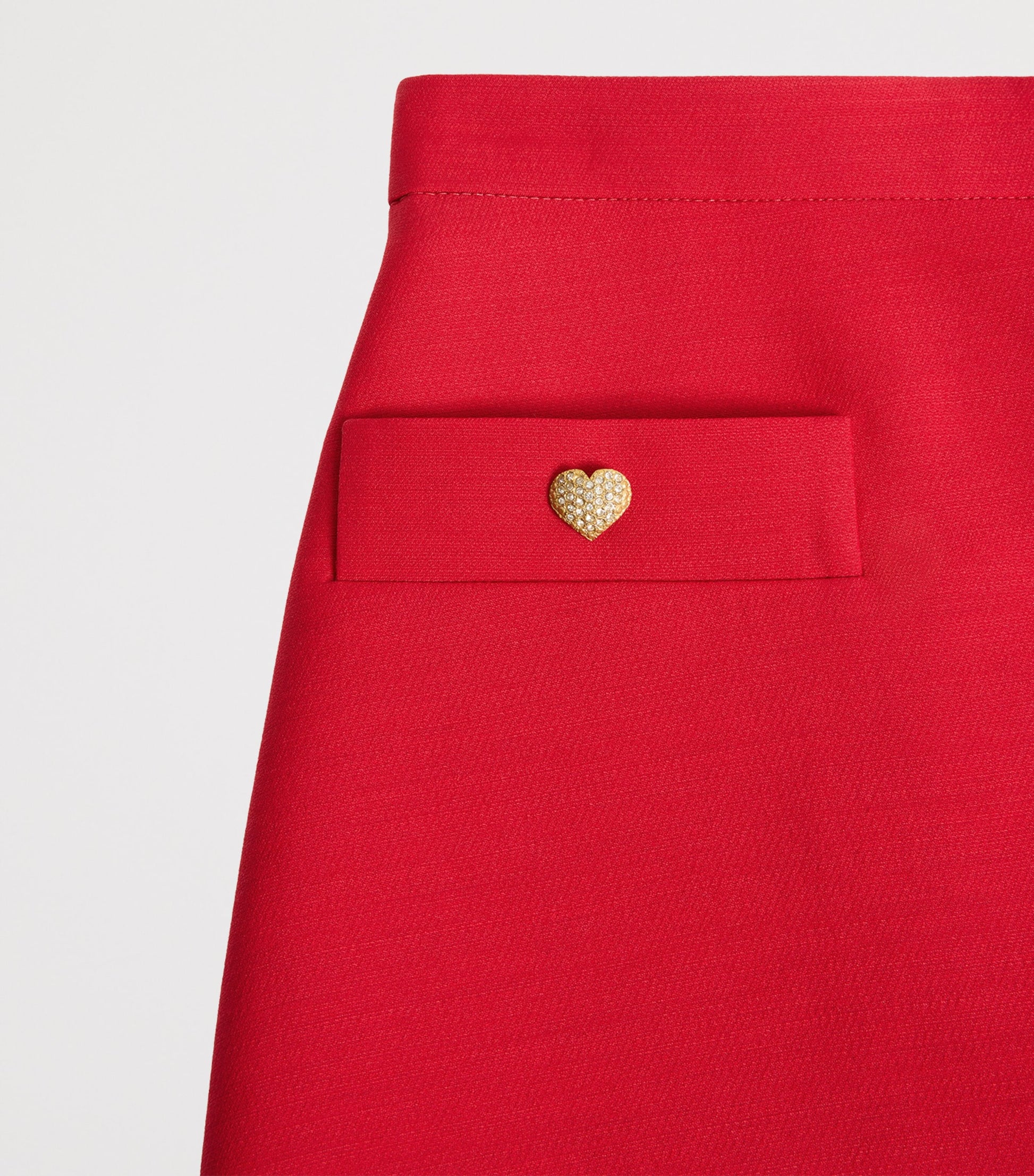 Valentino Red Wool-Silk Embellished Mini Skirt