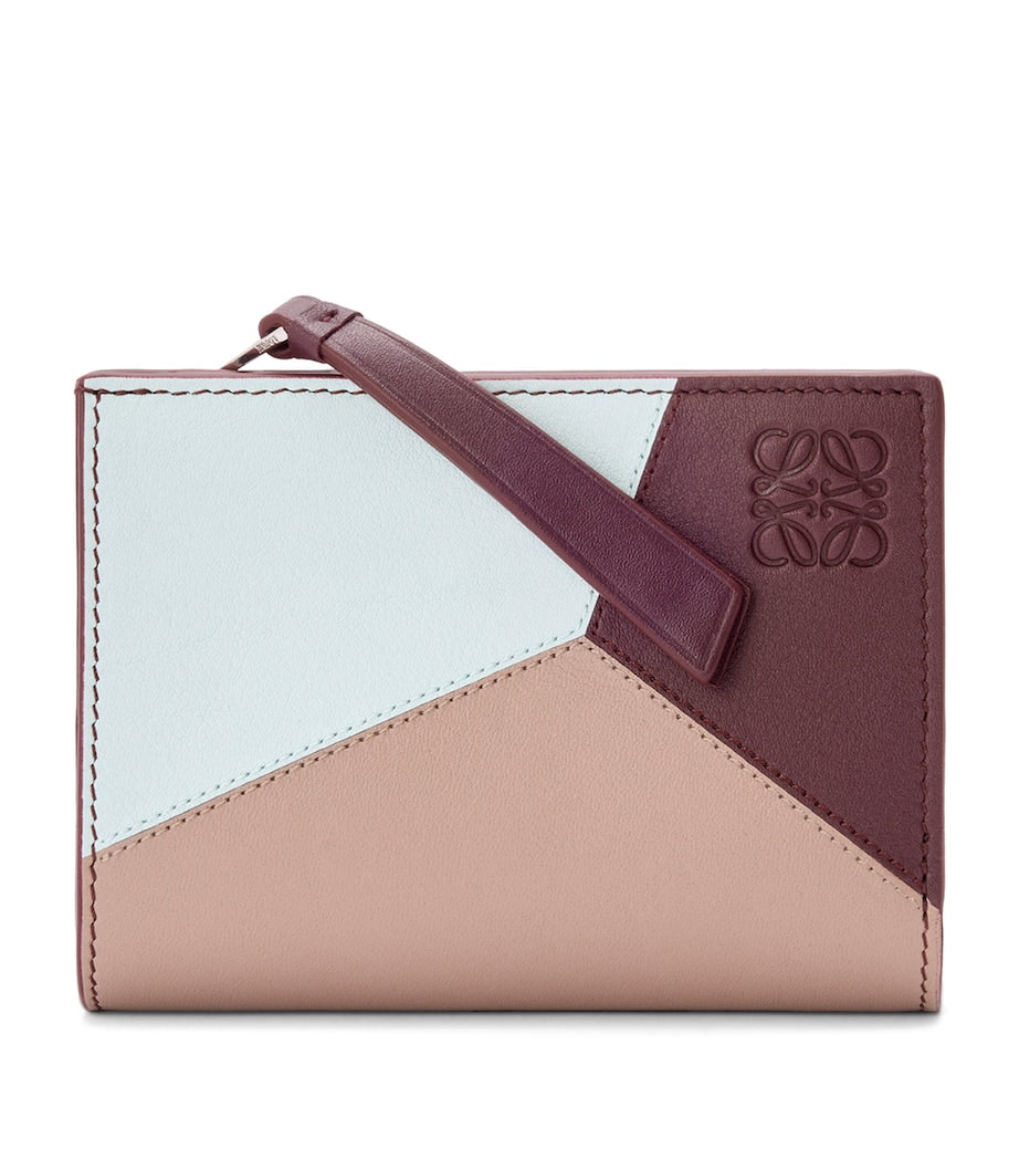 Blue Leather Puzzle Compact Wallet