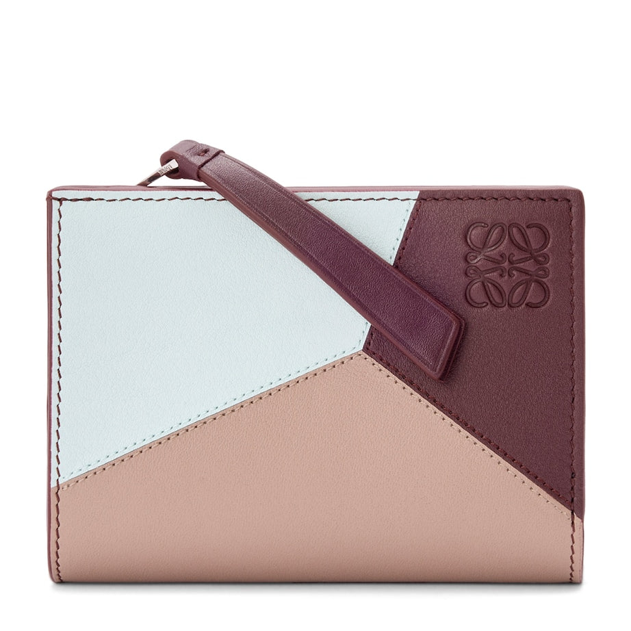 Blue Leather Puzzle Compact Wallet