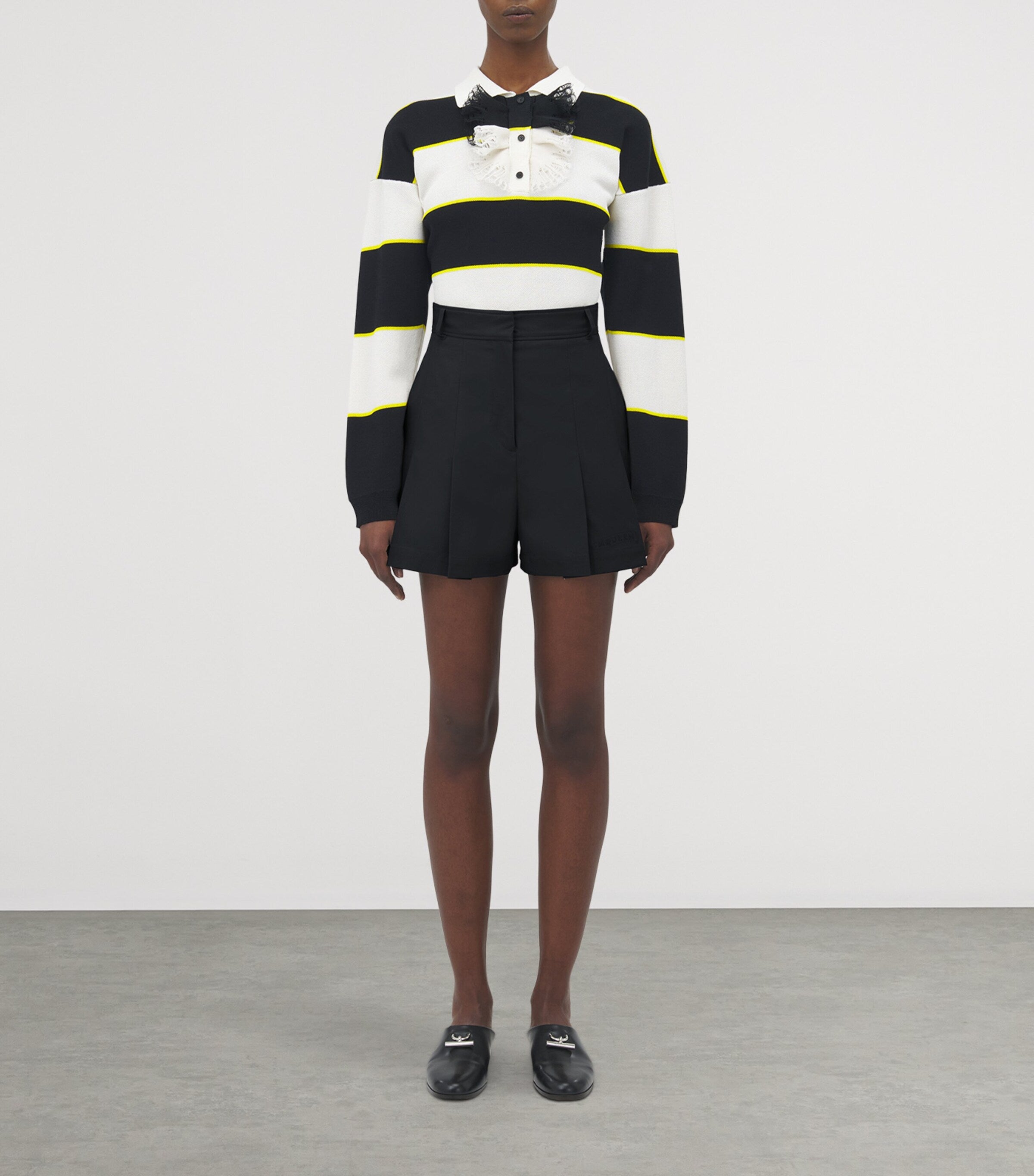 McQueen Black Wool-Mohair Pleated Shorts