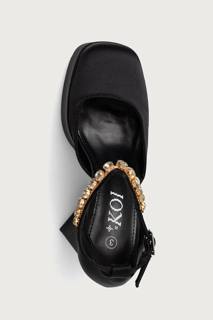 Gilda Satin Platform Jewel Topuklu Ayakkabılar