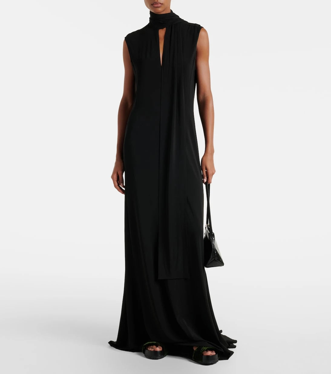Plan C - Scarf-detail jersey maxi dress