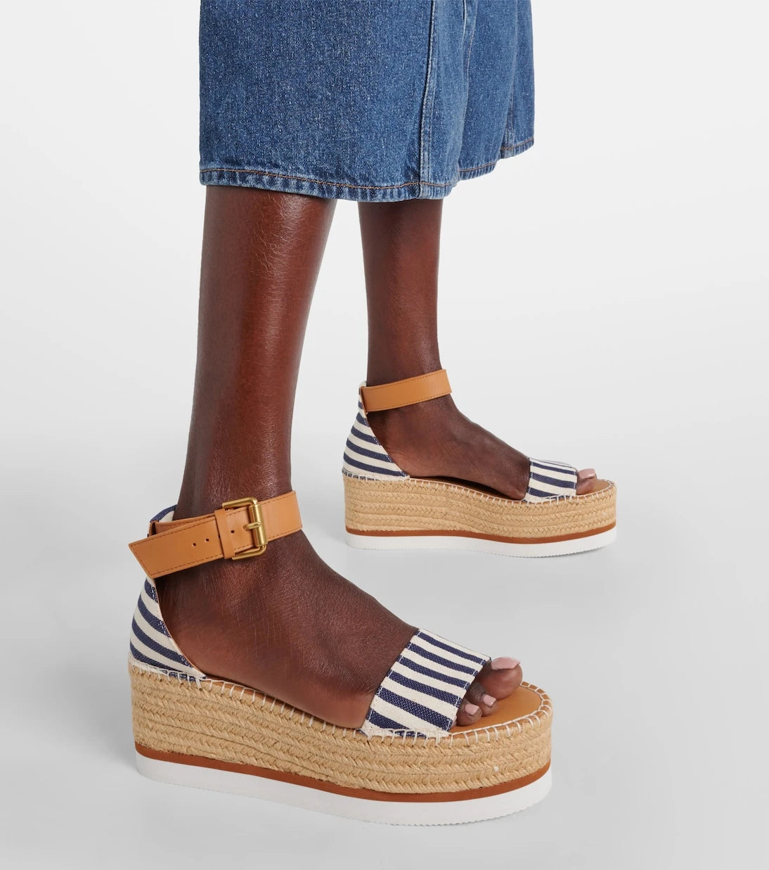 See By Chloé - Glyn striped espadrille wedges