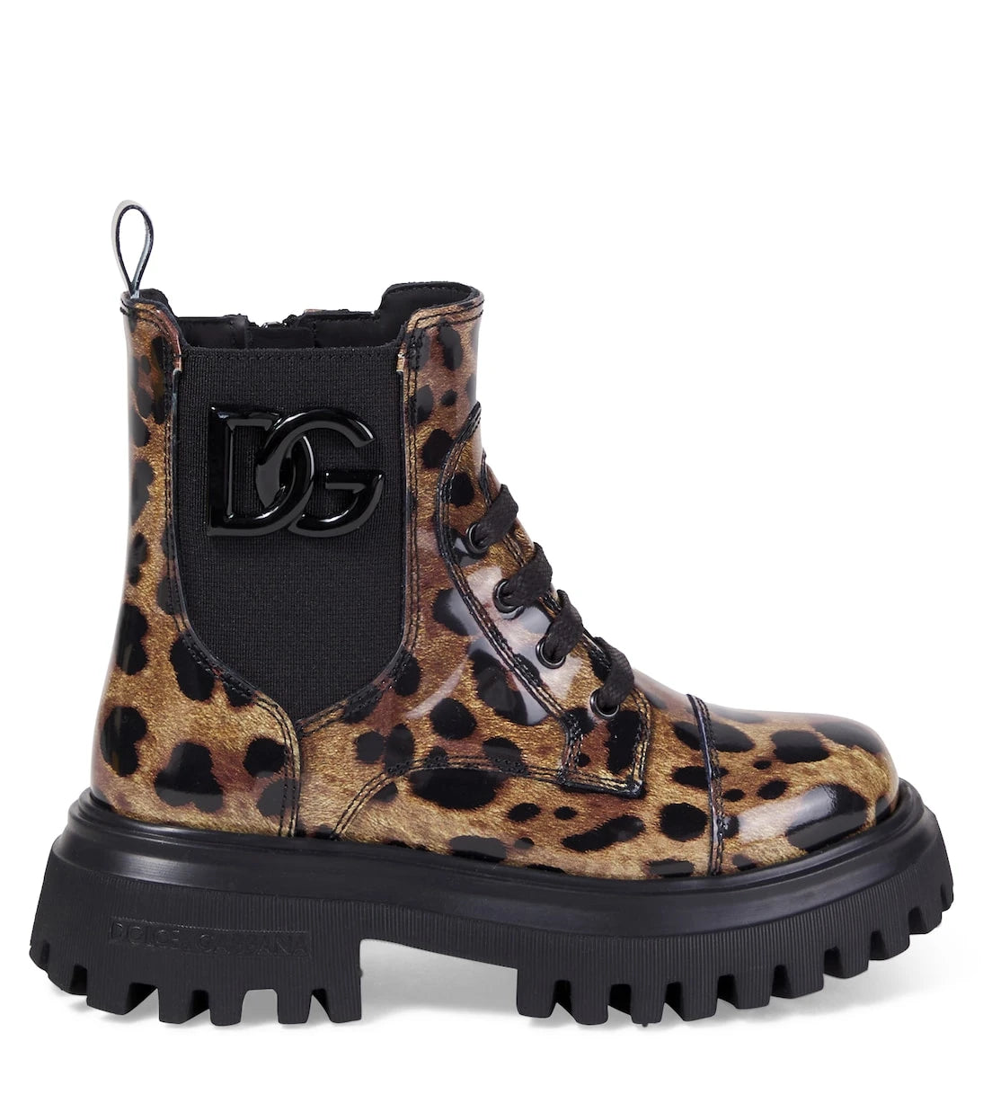 Dolce&Gabbana Kids - Leopard-print leather combat boots