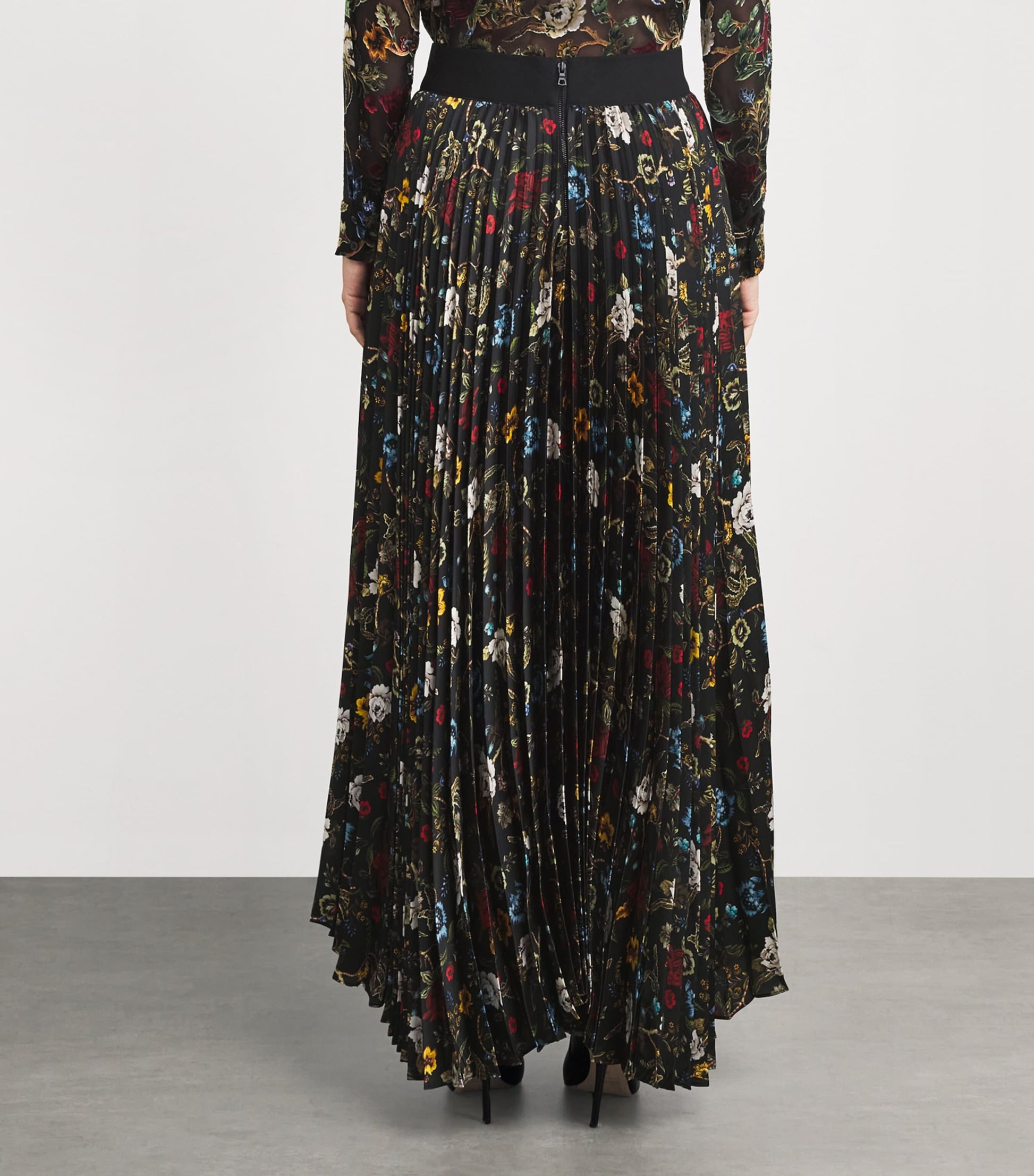 Alice+Olivia Black Pleated Katz Maxi Skirt