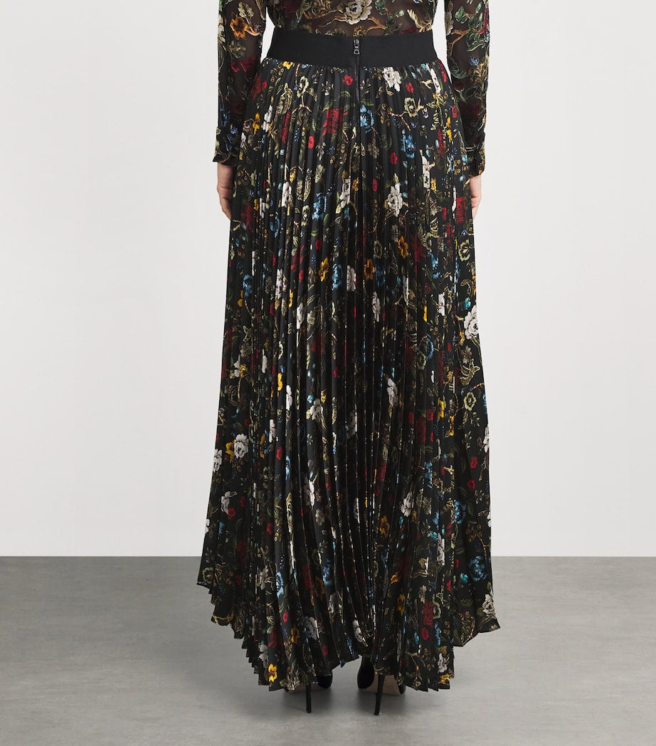 Alice+Olivia Black Pleated Katz Maxi Skirt