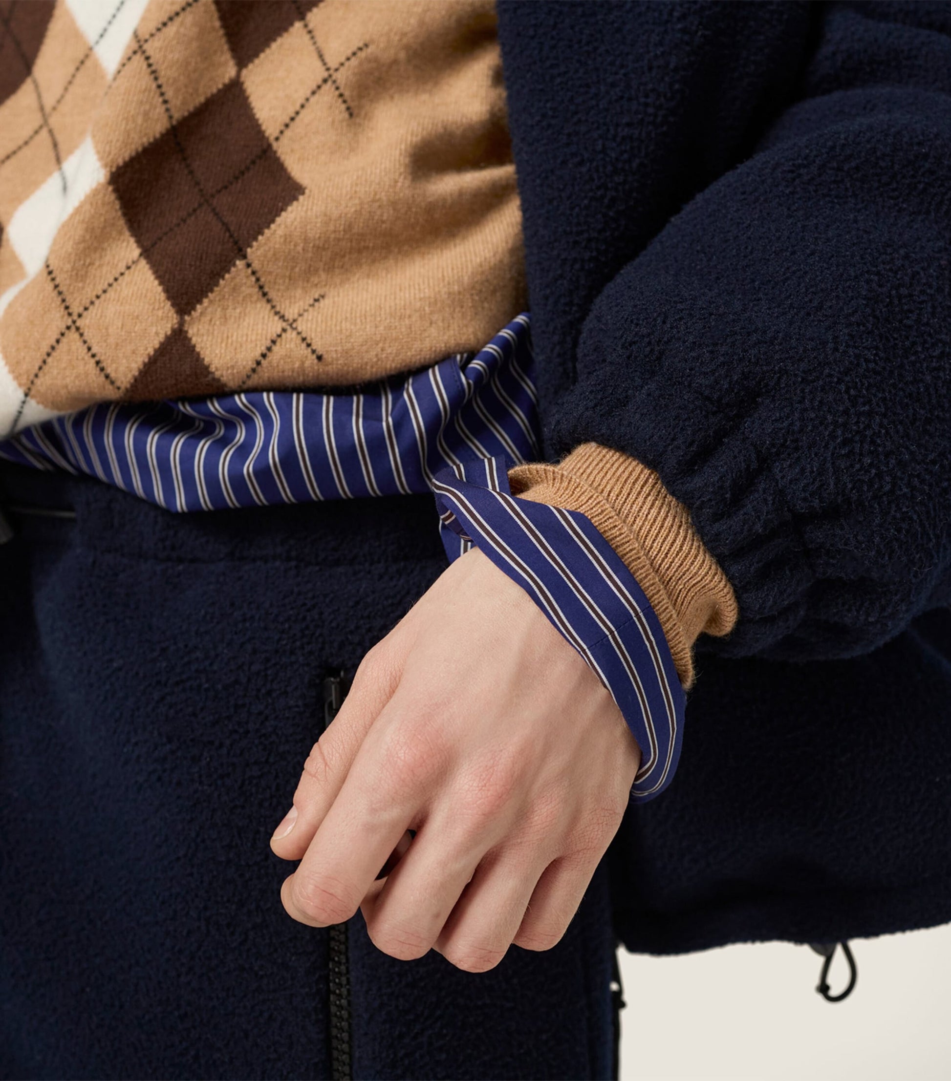 Brown Cashmere Argyle Polo Sweater