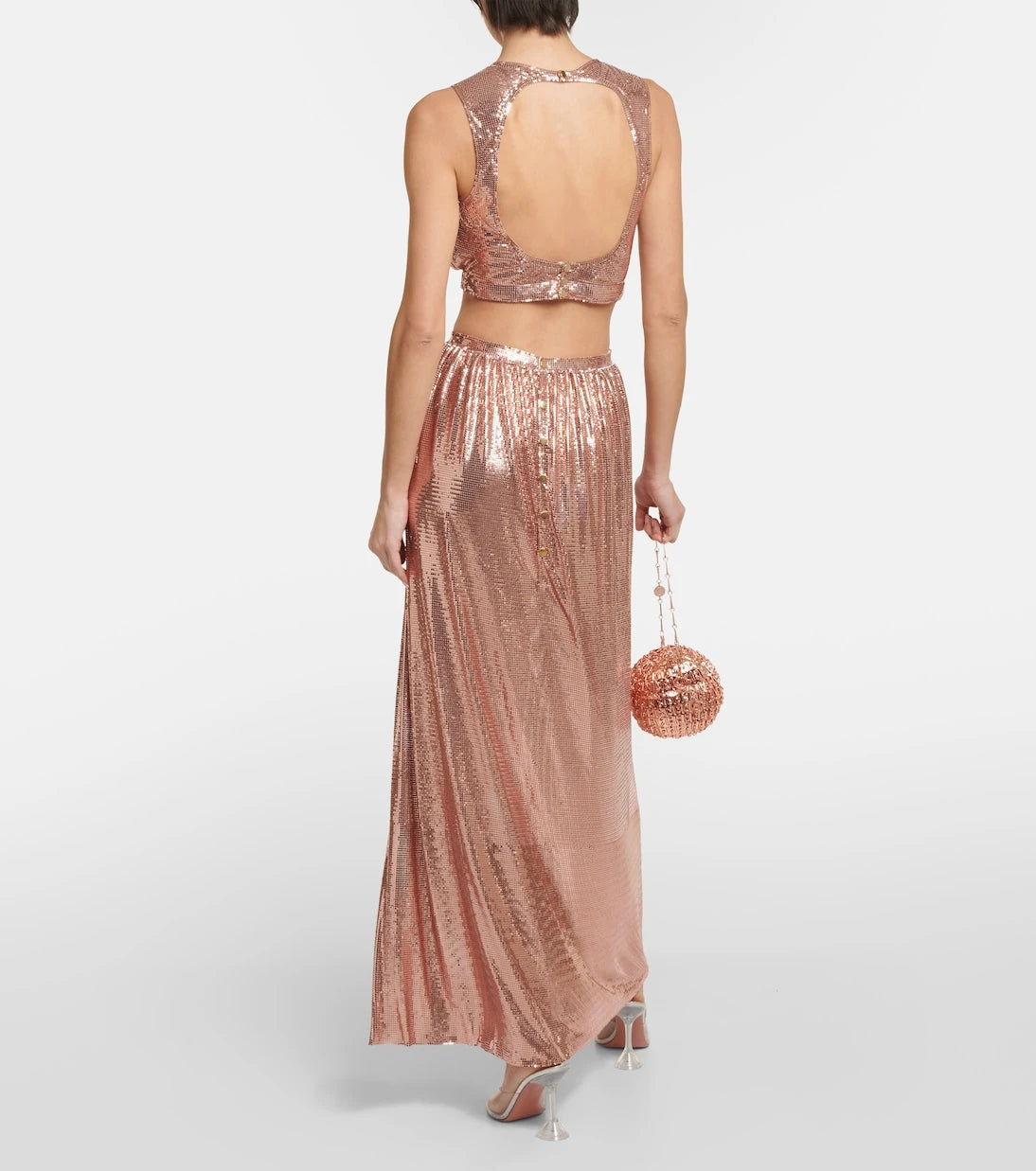 Rabanne - Metallic mesh maxi skirt
