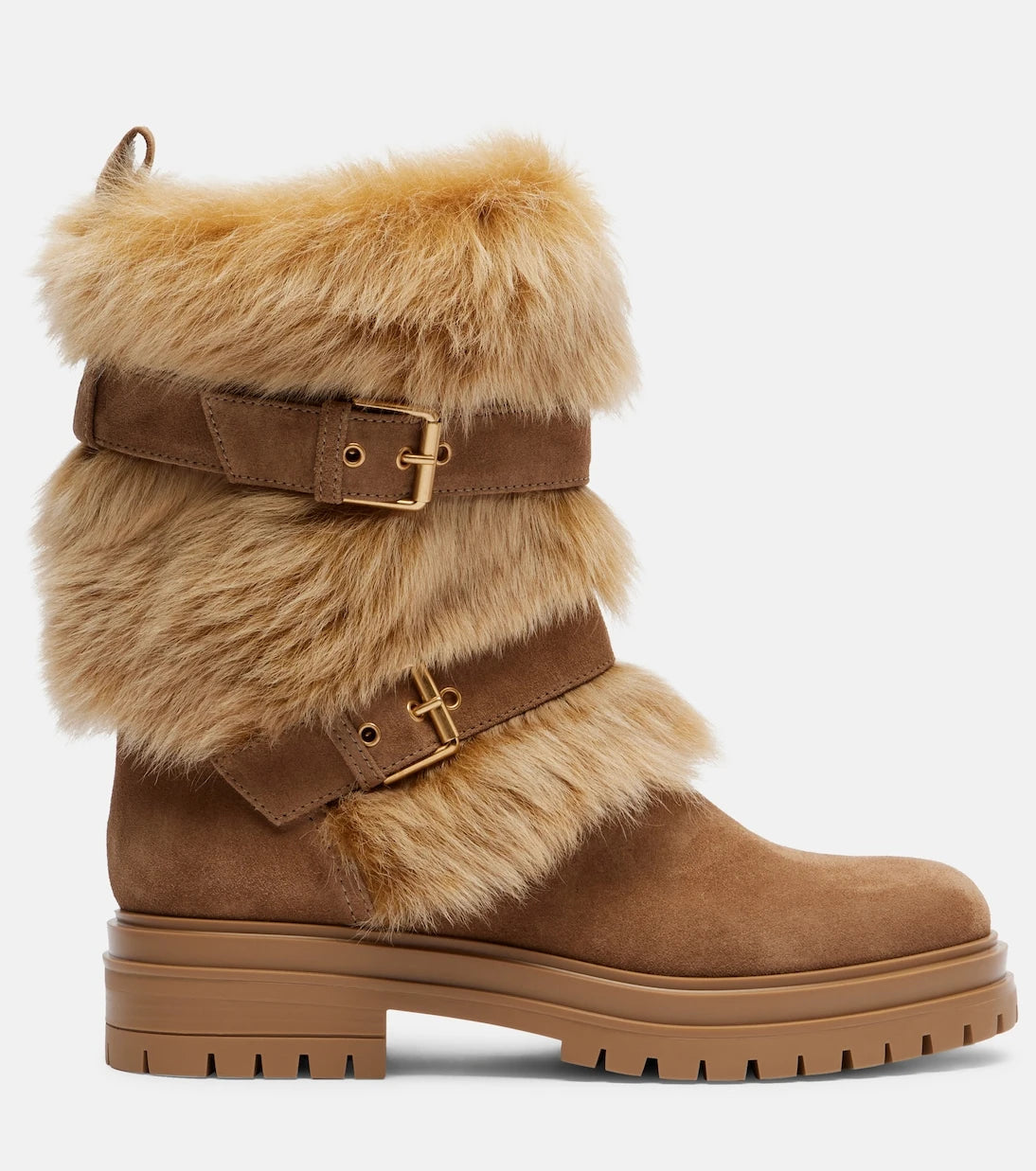 Gianvito Rossi - Maverick suede and shearling biker boots