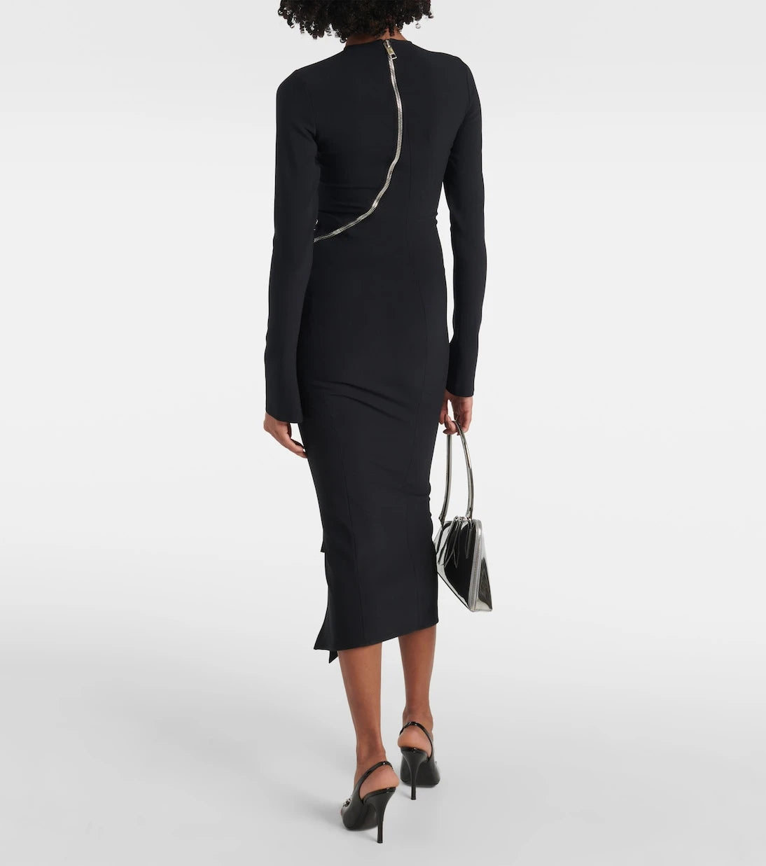 The Attico - Zip-up jersey midi dress
