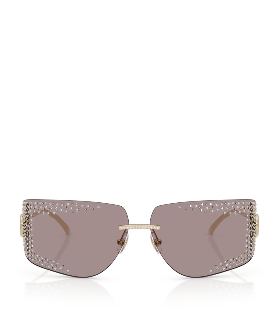 Jimmy Choo Gold Embellished Wire-Frame Sunglasses