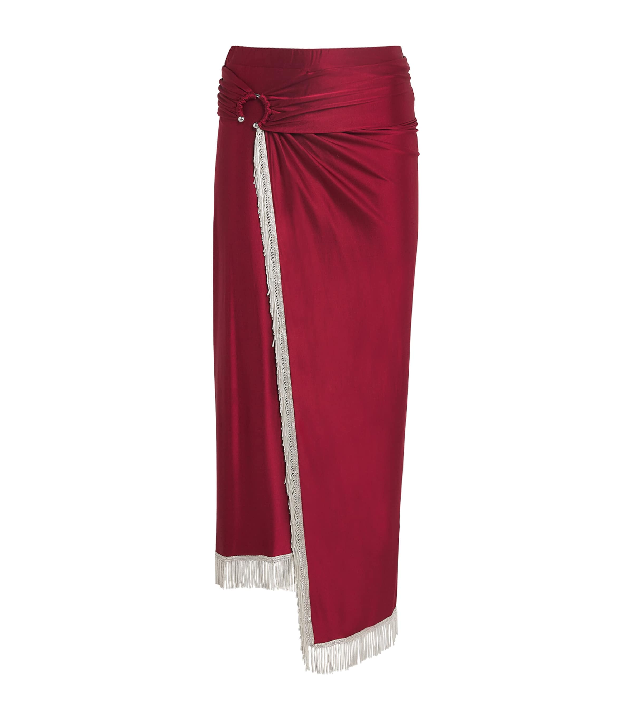 Paco Rabanne Red Tasselled Midi Skirt