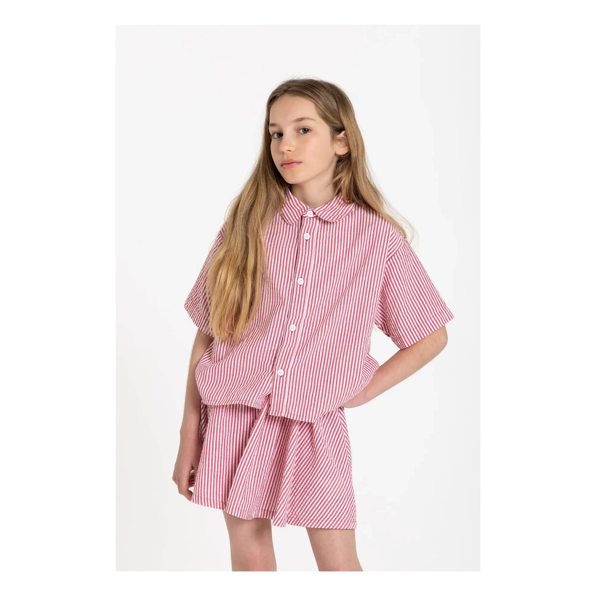 Smallable Kid - Melody Striped Skirt | Cherry red
