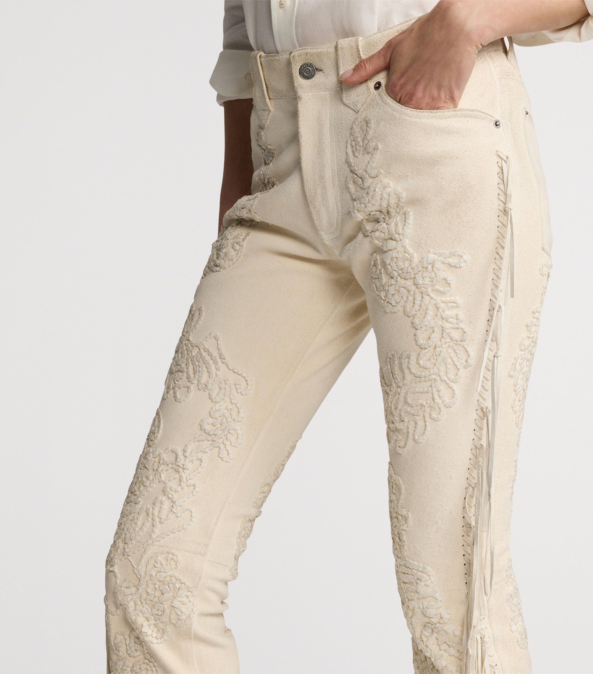 White Annabeth Leather Trousers