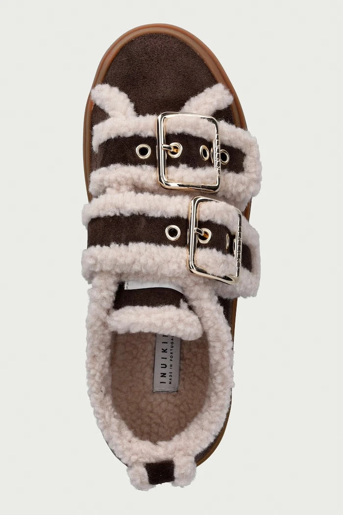 Inuikii Shearling Low Velcro Buckle süet kadın sneaker