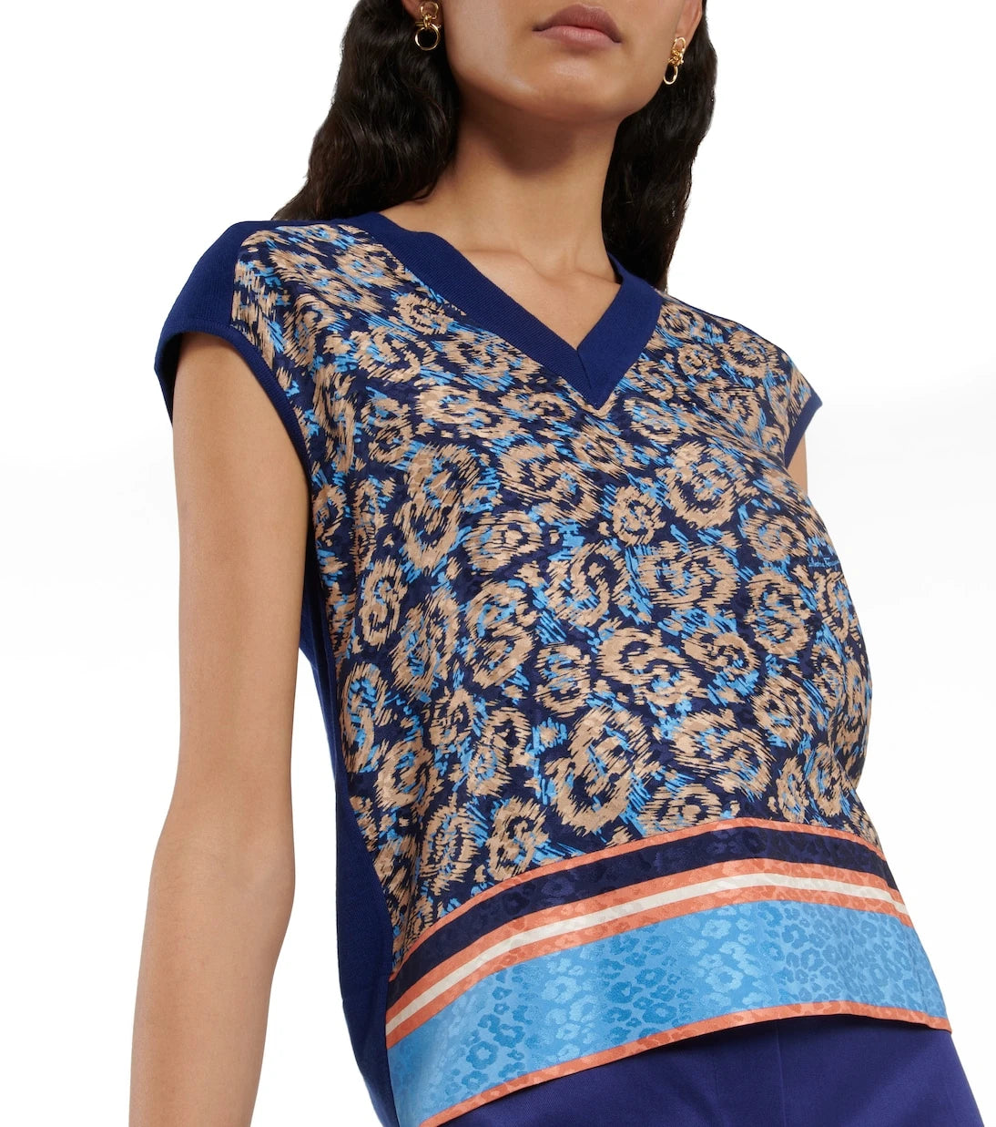 Ferragamo - Silk-paneled cotton knit top