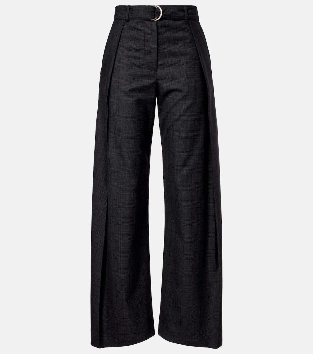 Loewe - Checked belt wool barrel-leg pants