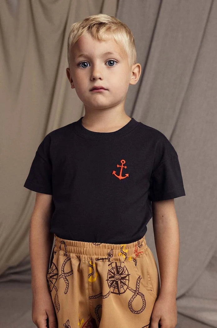 Детска памучна тениска Mini Rodini Anchor