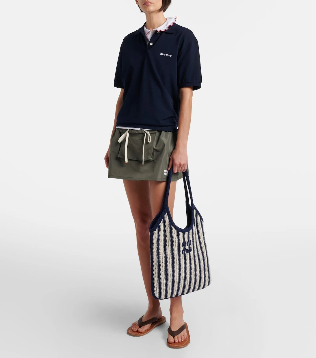 Miu Miu - Ivy striped crochet shoulder bag
