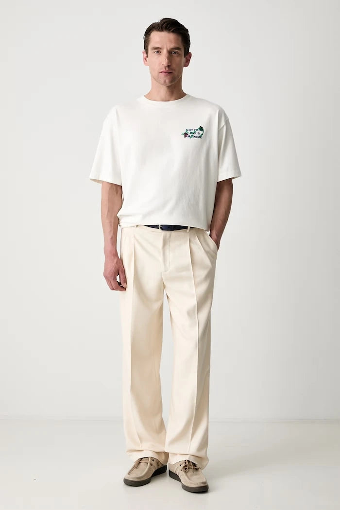 Drôle de Monsieur Erkek Pamuklu Tişört Vine Embroidered Slogan