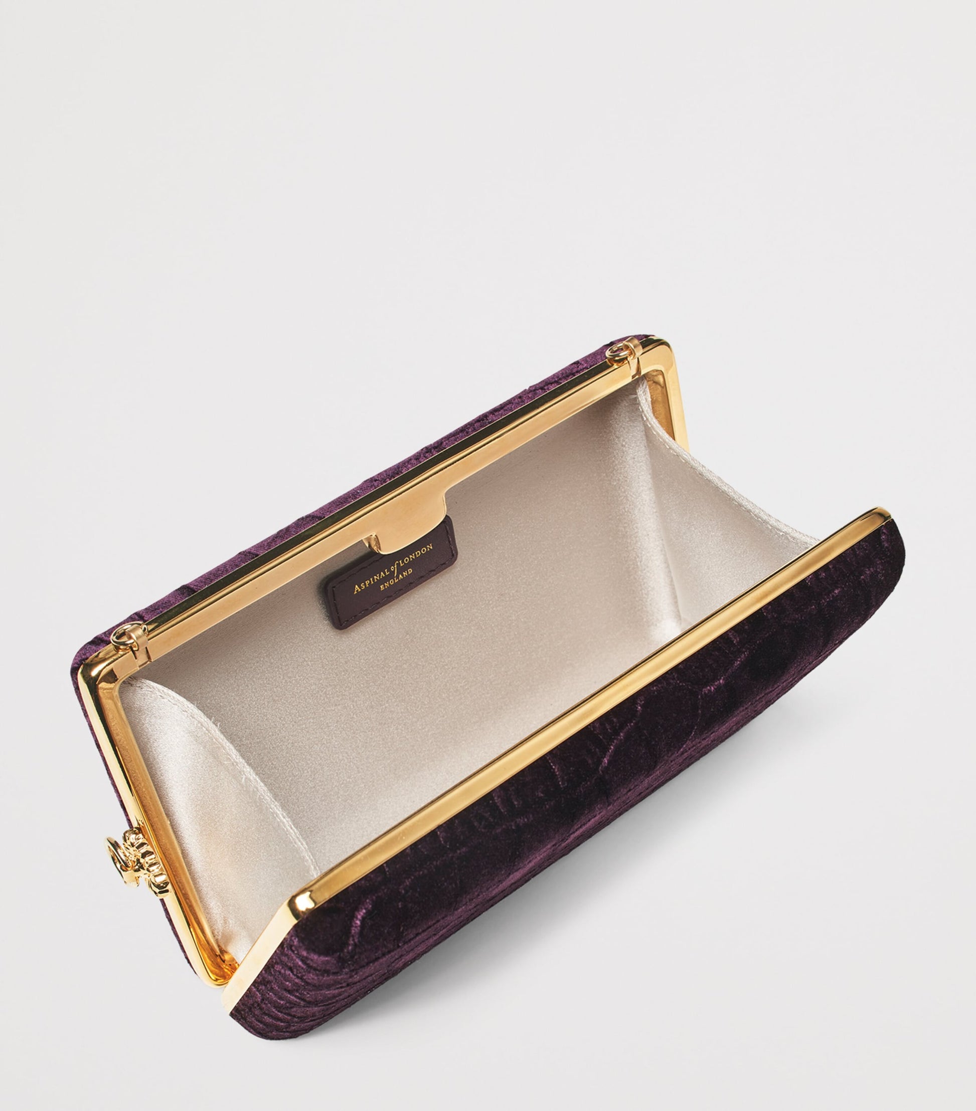 Aspinal Of London Velvet Croc-Embossed Paloma Box Clutch Bag