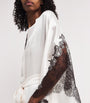 Carine Gilson Beige Silk Lace-Detail Short Robe