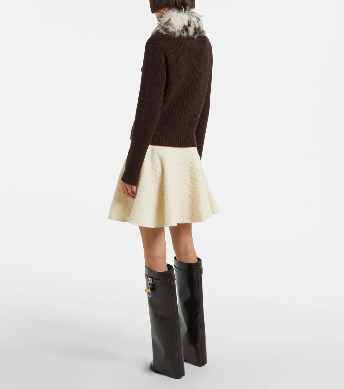 Givenchy - Shearling-trimmed wool and cashmere-blend cardigan