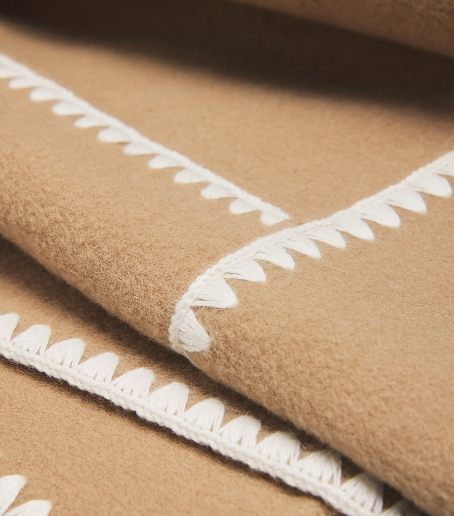 Brown Wool-Blend Pinked-Trim Coat