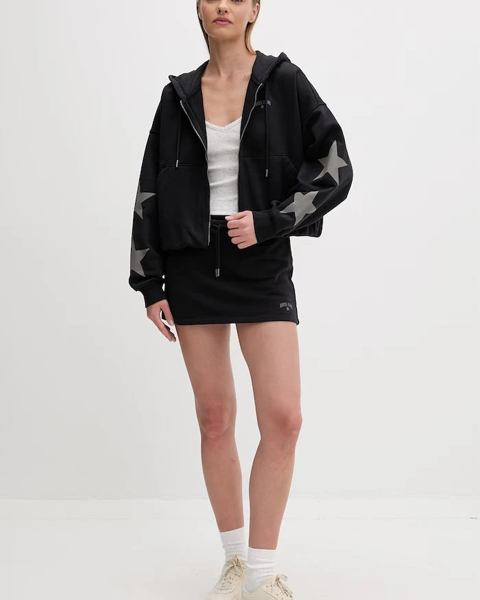 Guess Jeans fermuarlı ve kapüşonlu kadın pamuklu sweatshirt