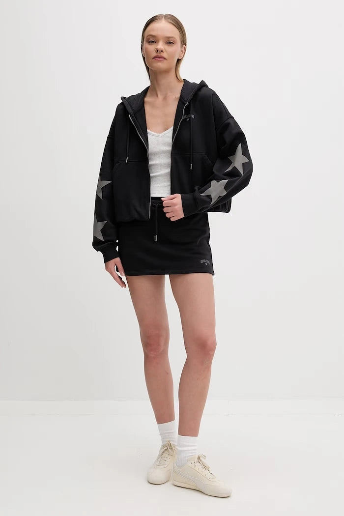 Guess Jeans fermuarlı ve kapüşonlu kadın pamuklu sweatshirt
