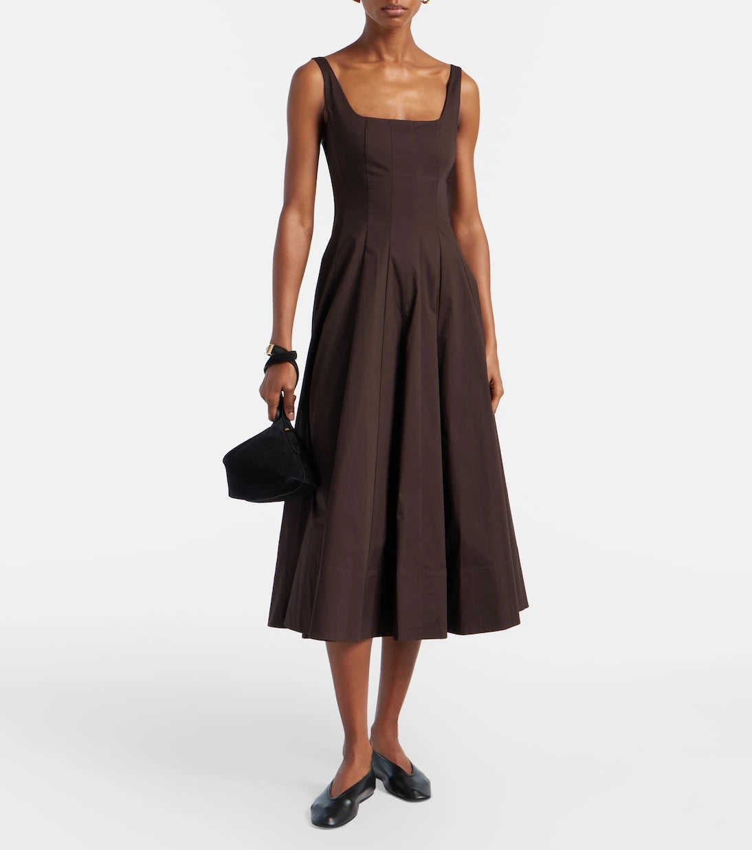 Staud - Pleated cotton midi dress